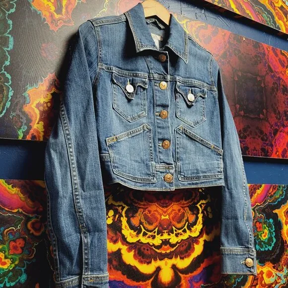 Levi’s Jeans ~ Sz M ~ Cropped ~ Long Sleeve Denim Jacket ~ NWOT - Picture 6 of 10